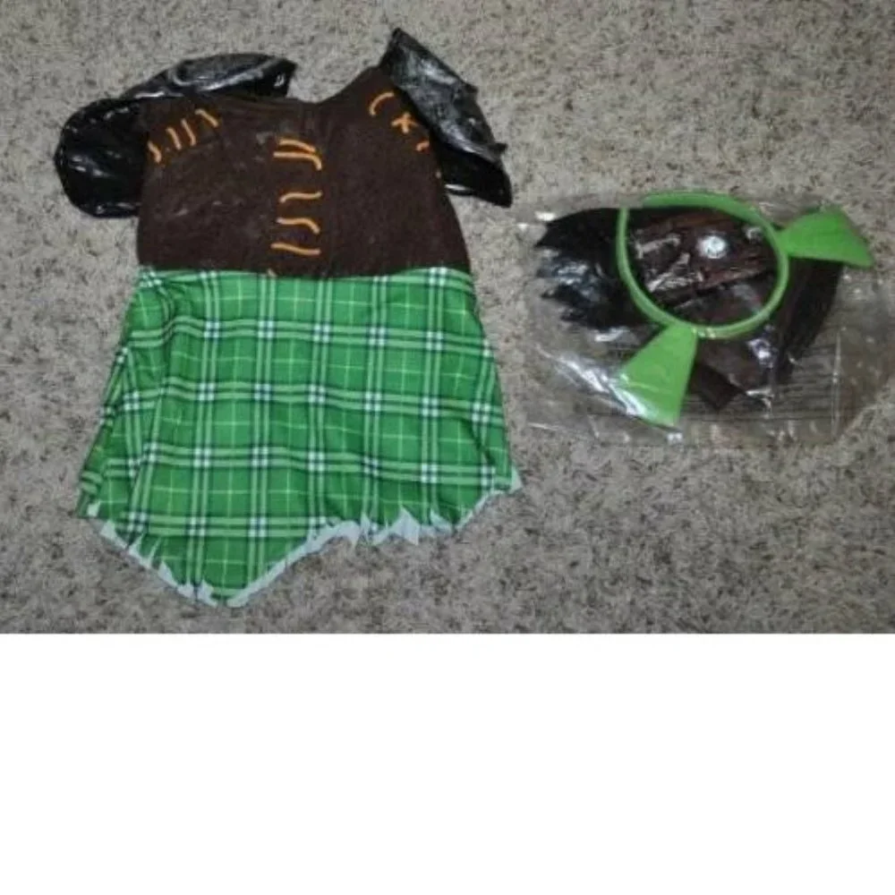 Shrek Fiona Halloween Costume 2/4 Warrior 5 Pc Dress, Headpiece Girls Toddler